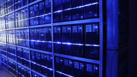 Illuminated server racks in a data center