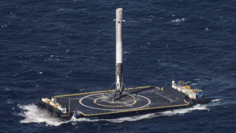 SpaceX Falcon 9 rocket booster landed on drone ship