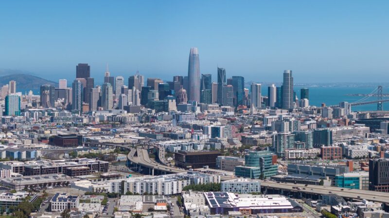 Downtown San Francisco aerial skyline view