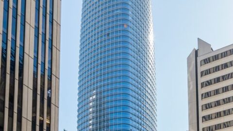 Salesforce Tower rising above San Francisco buildings