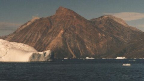 Nuuk fjord landscape in Greenland with iceberg