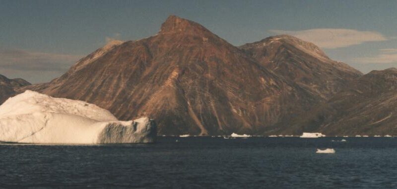Nuuk fjord landscape in Greenland with iceberg