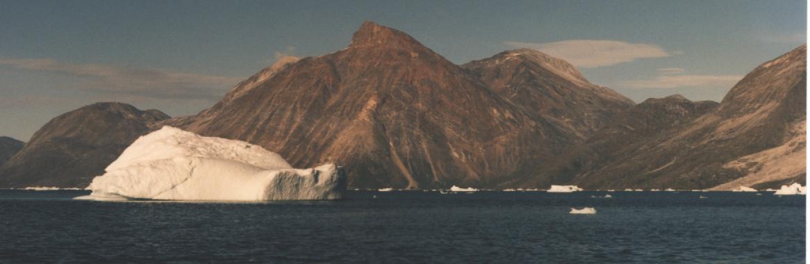 Nuuk fjord landscape in Greenland with iceberg