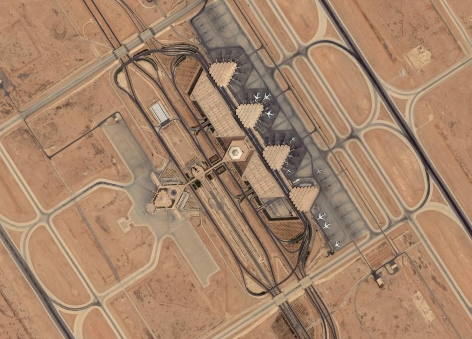 Satellite view of King Khalid International Airport in Riyadh