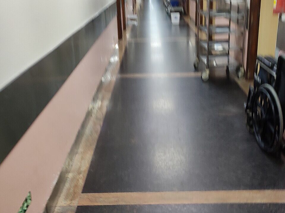 Hospital corridor with medical equipment